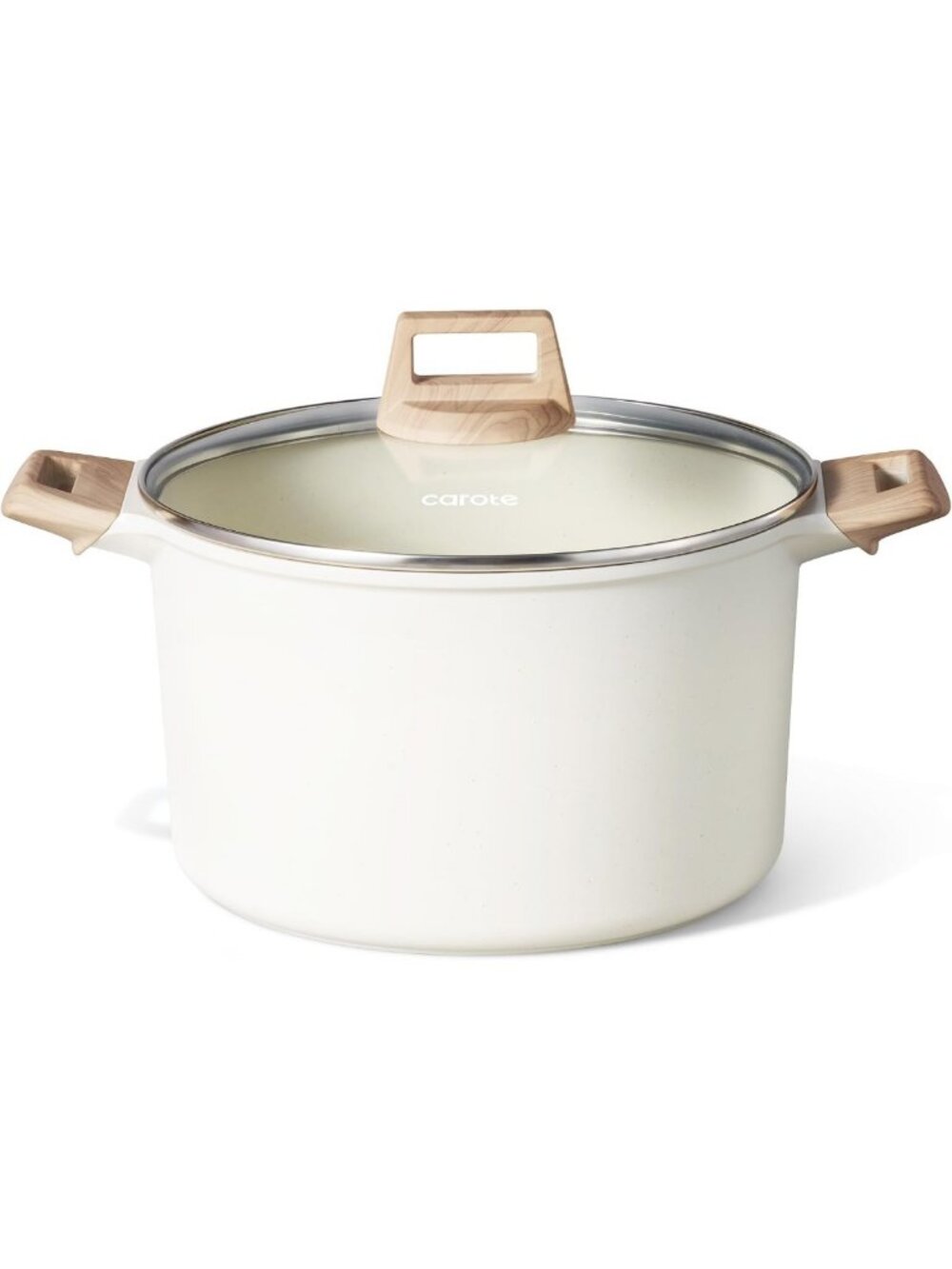 8 Quart Nonstick Stock Pot with Lid - White Granite Cookware Essential